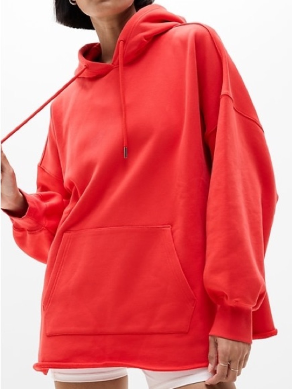 Athleta Terry Oversized Hoodie Cardinal Red Large Cotton Sweatshirt